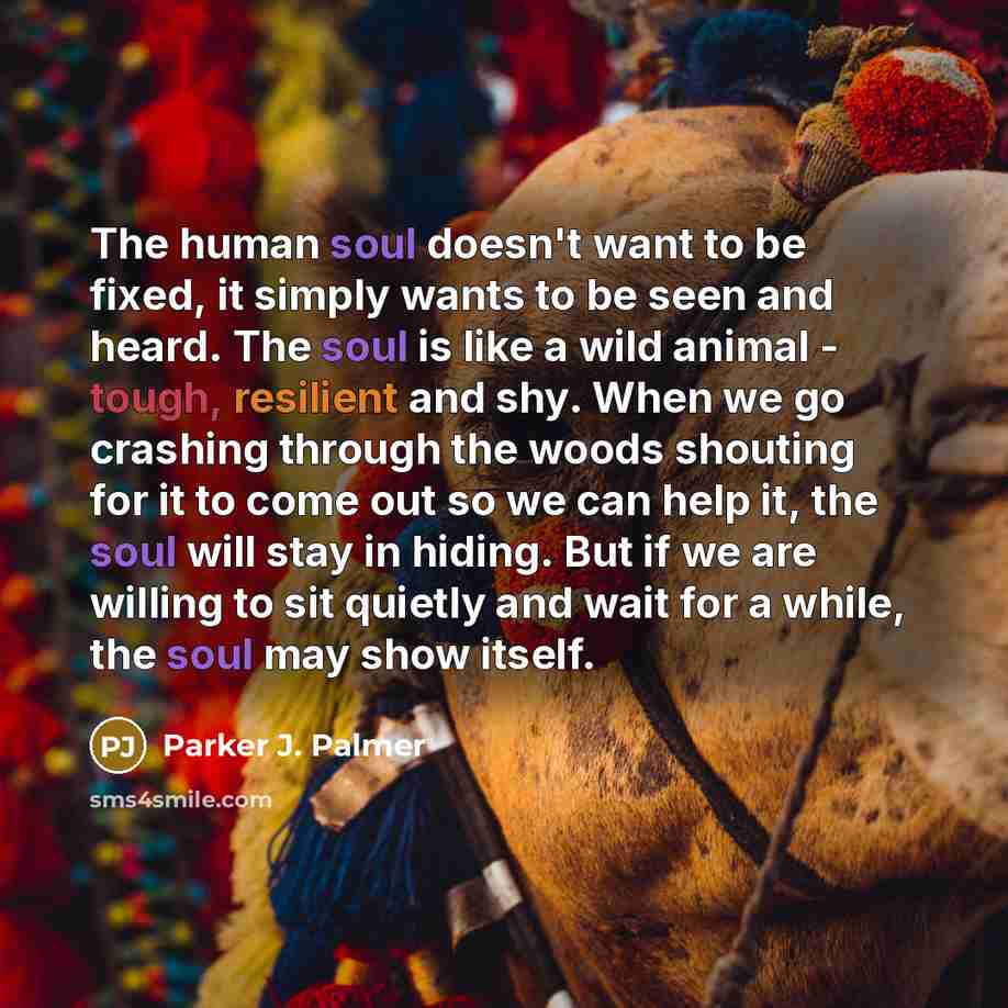 “The human soul doesn't want to be fixed, it simply…” quote by Parker J. Palmer