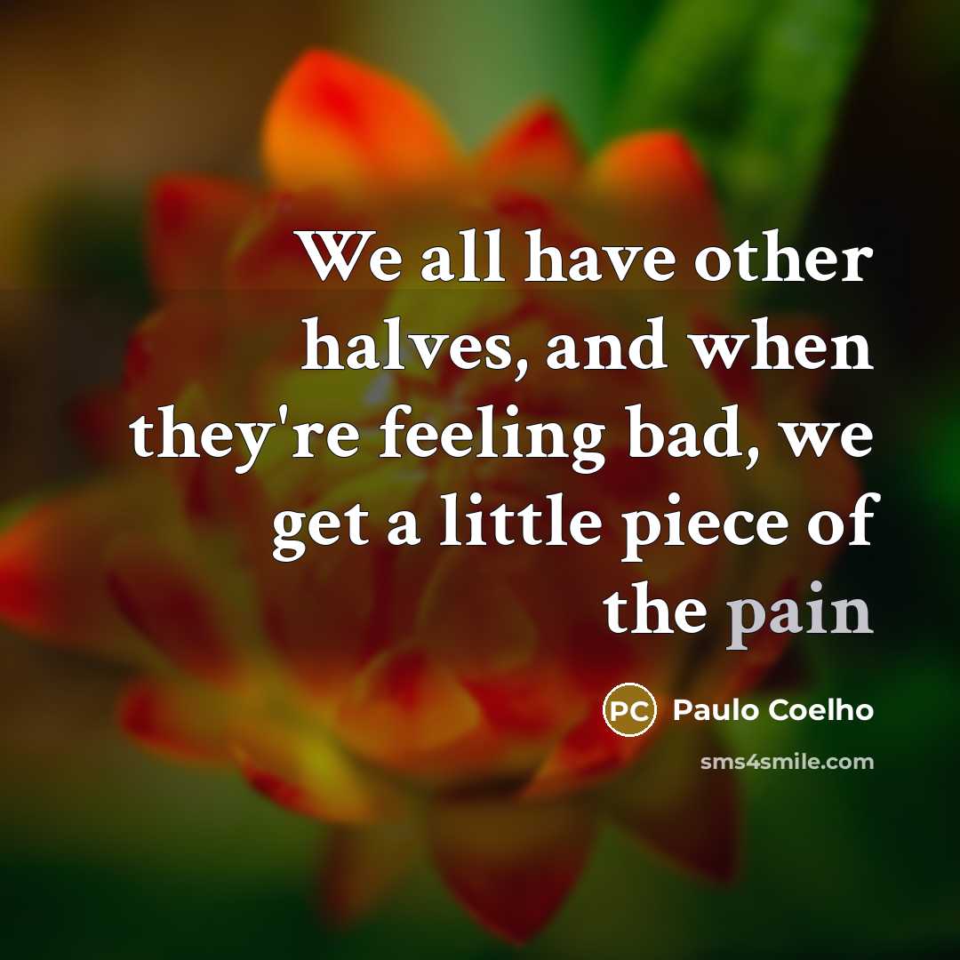 “We all have other halves, and when they're feeling bad,…” quote by Paulo Coelho