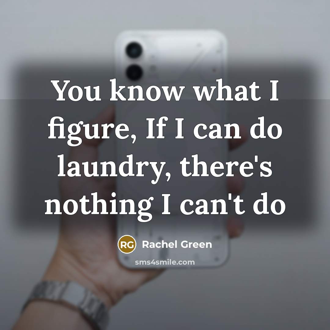 “You know what I figure, If I can do laundry,…” quote by Rachel Green