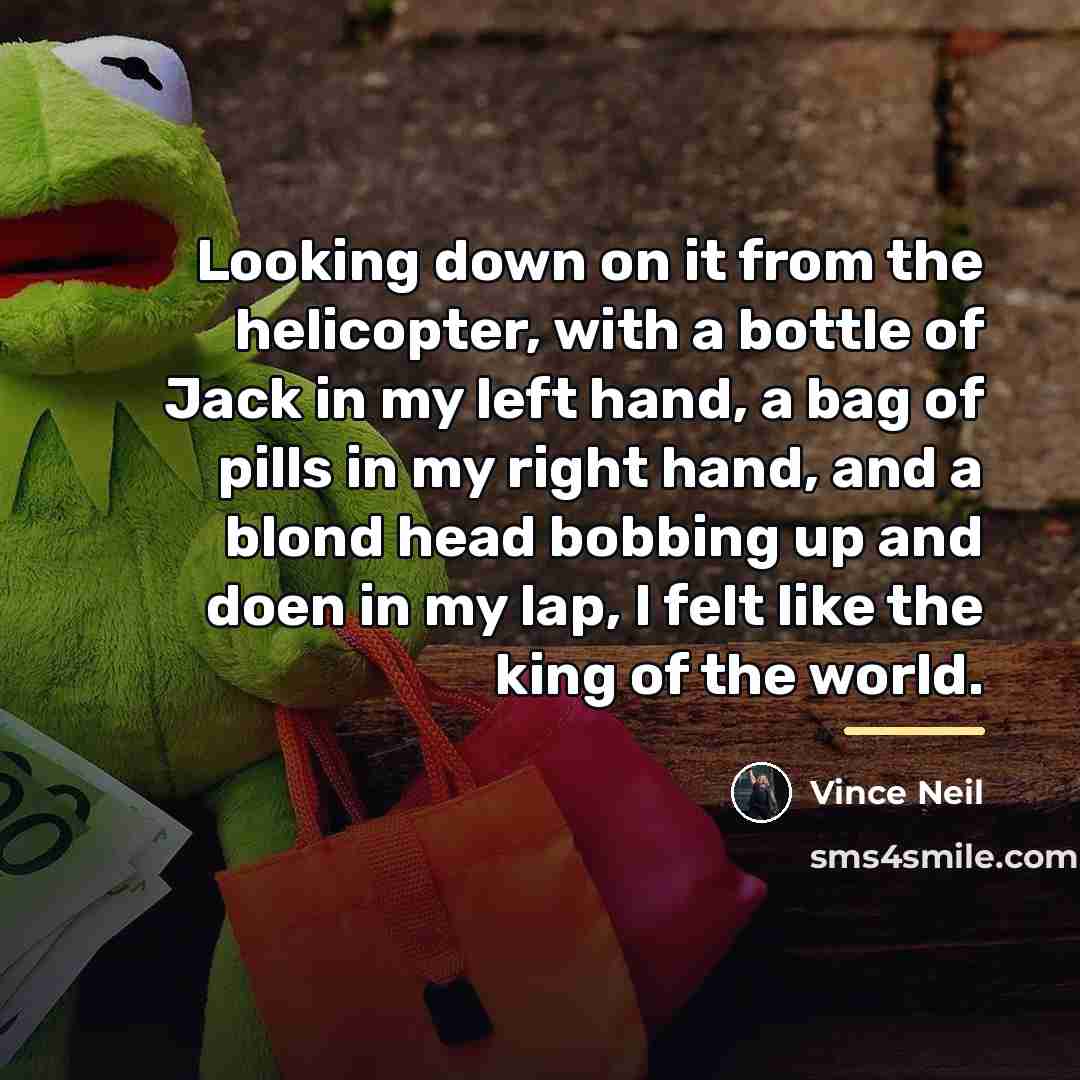 “Looking down on it from the helicopter, with a bottle…” quote by Vince Neil