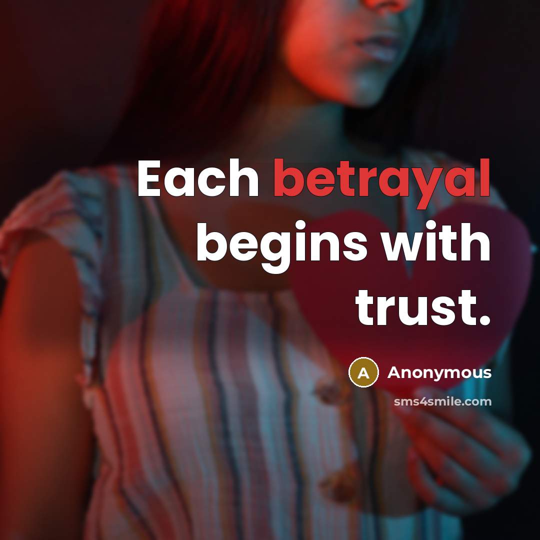“Each betrayal begins with trust.…” quote by Anonymous
