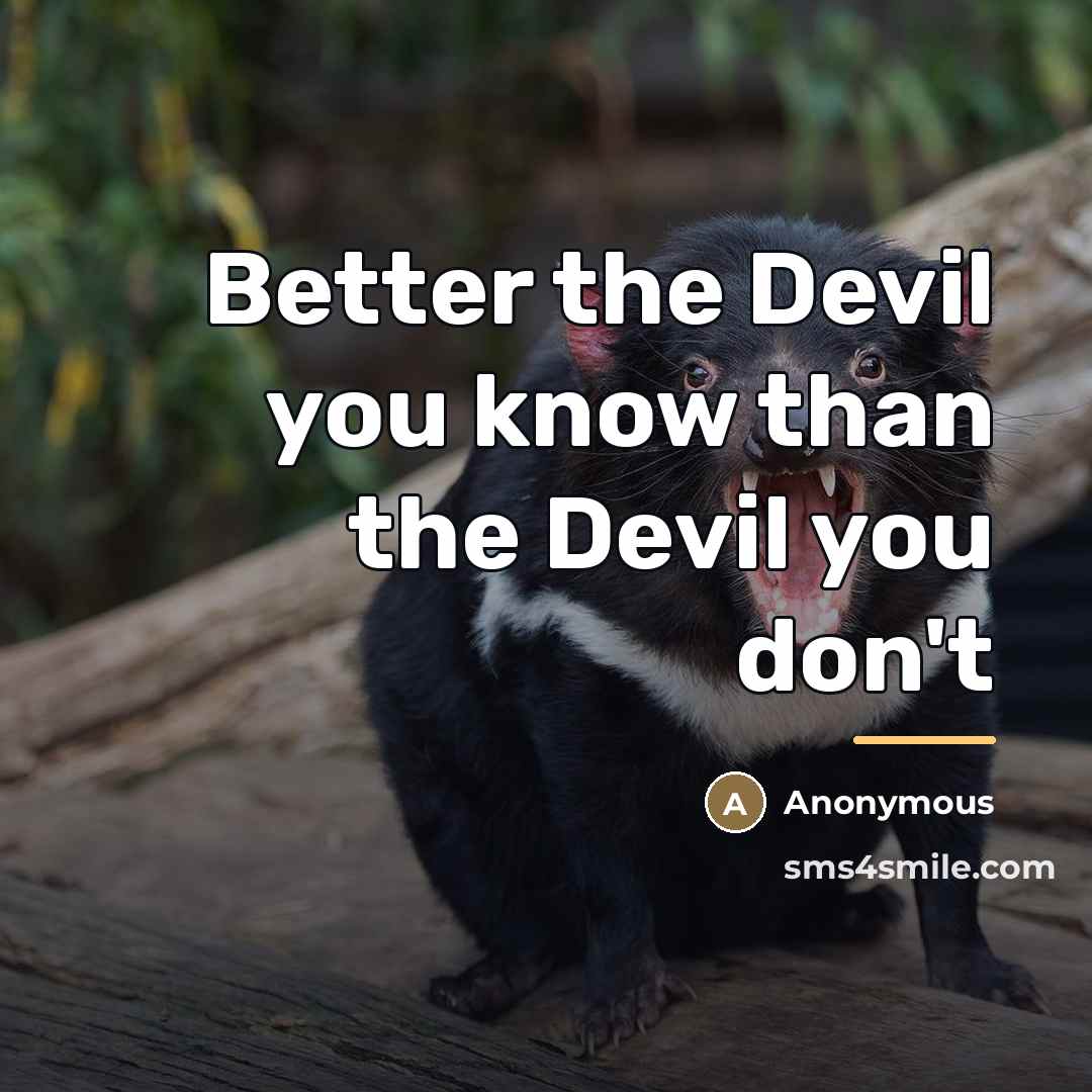 “Better the Devil you know than the Devil you don't…” quote by Anonymous