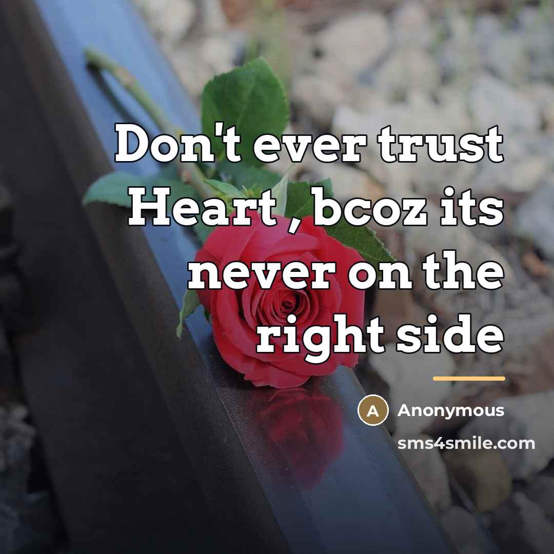 “Don't ever trust Heart , bcoz its never on the…” quote by Anonymous