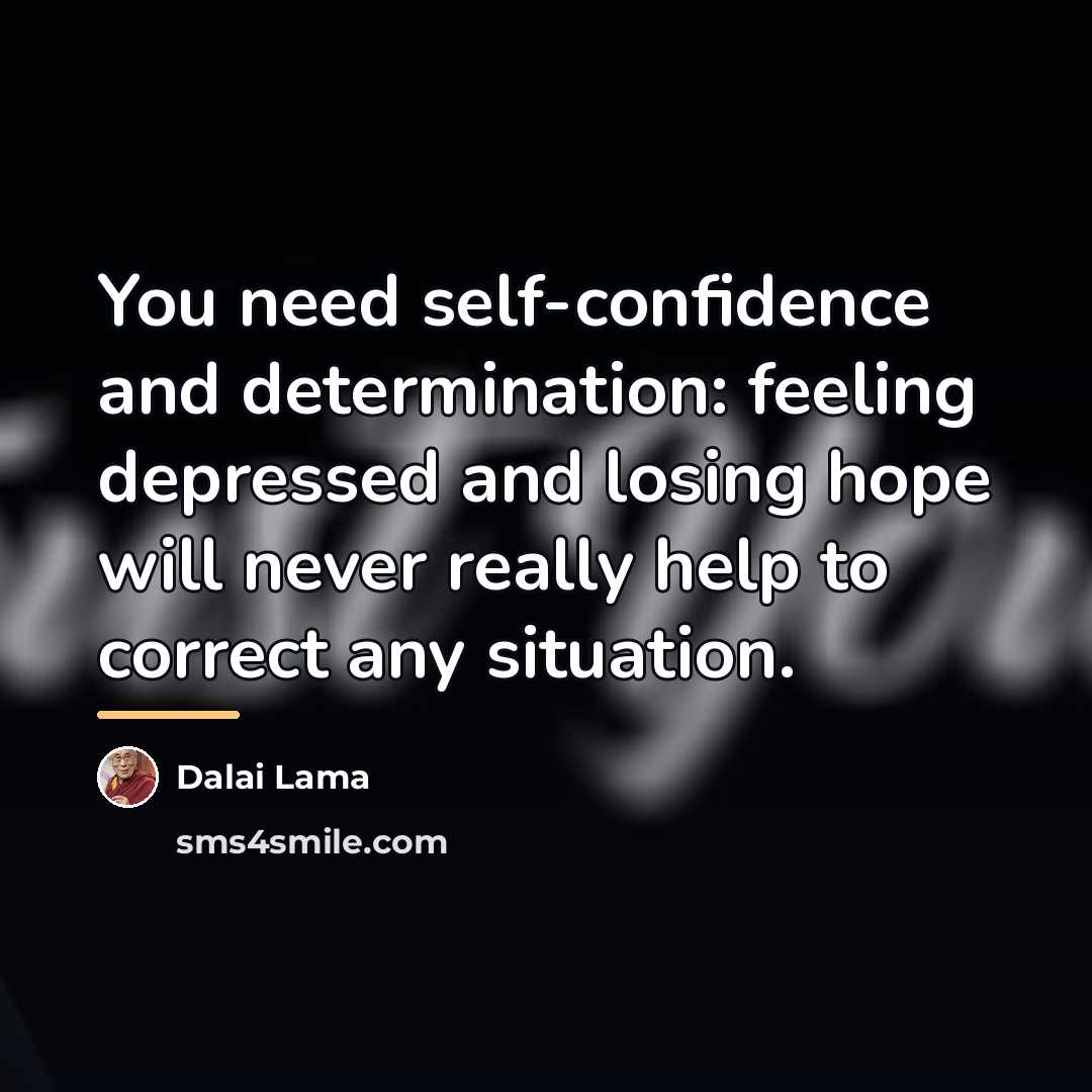 “You need self-confidence and determination: feeling depressed and losing hope…” quote by Dalai Lama