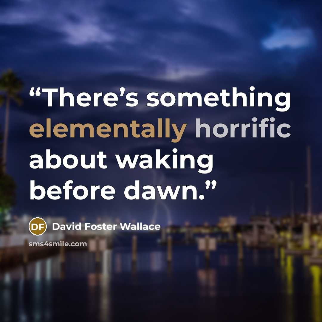 “There’s something elementally horrific about waking before dawn.” quote by David Foster Wallace