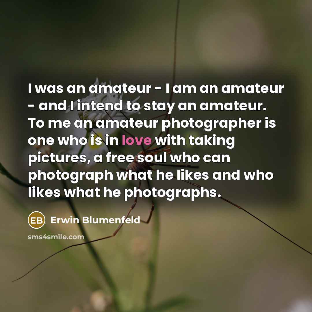 “I was an amateur - I am an amateur -…” quote by Erwin Blumenfeld