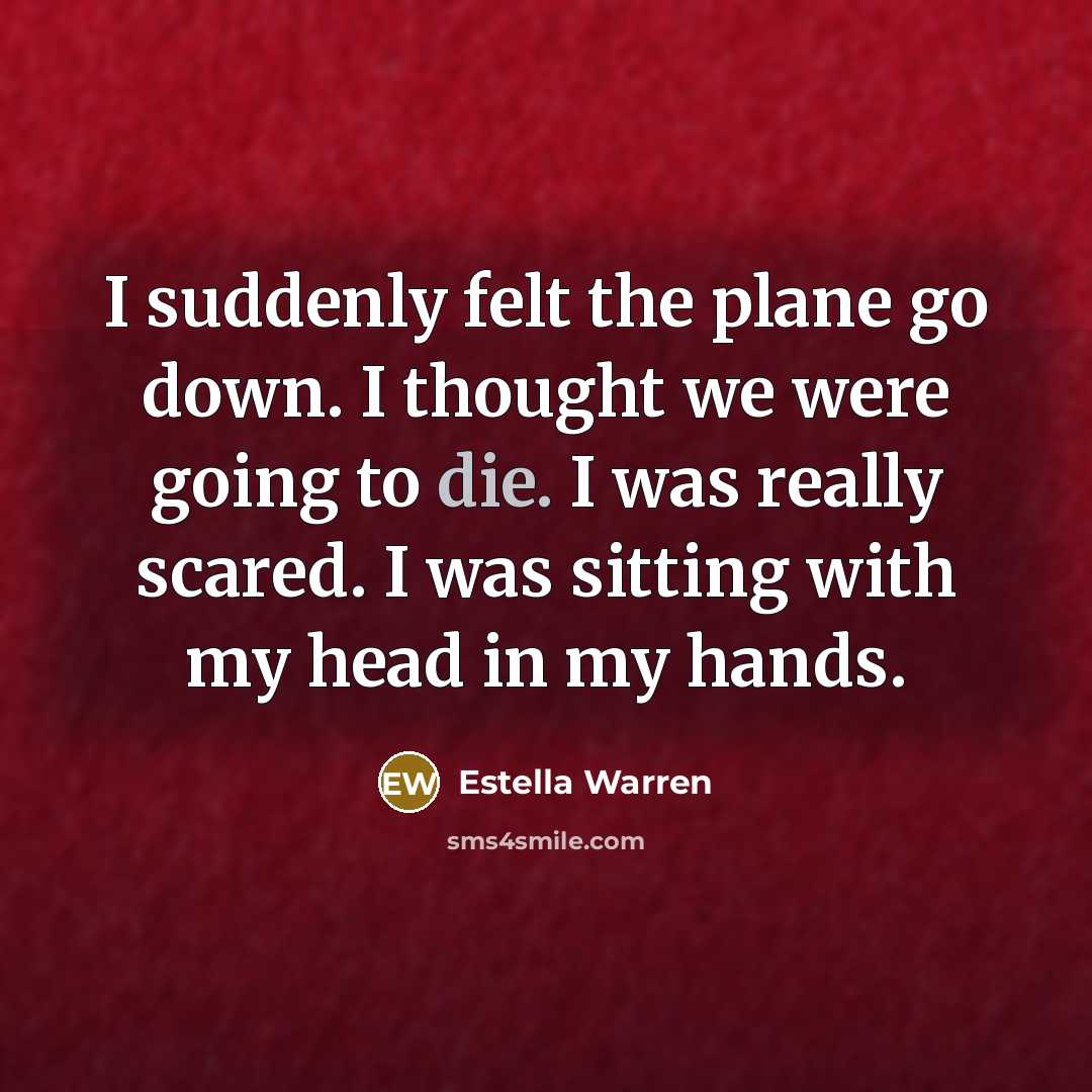“I suddenly felt the plane go down. I thought we…” quote by Estella Warren