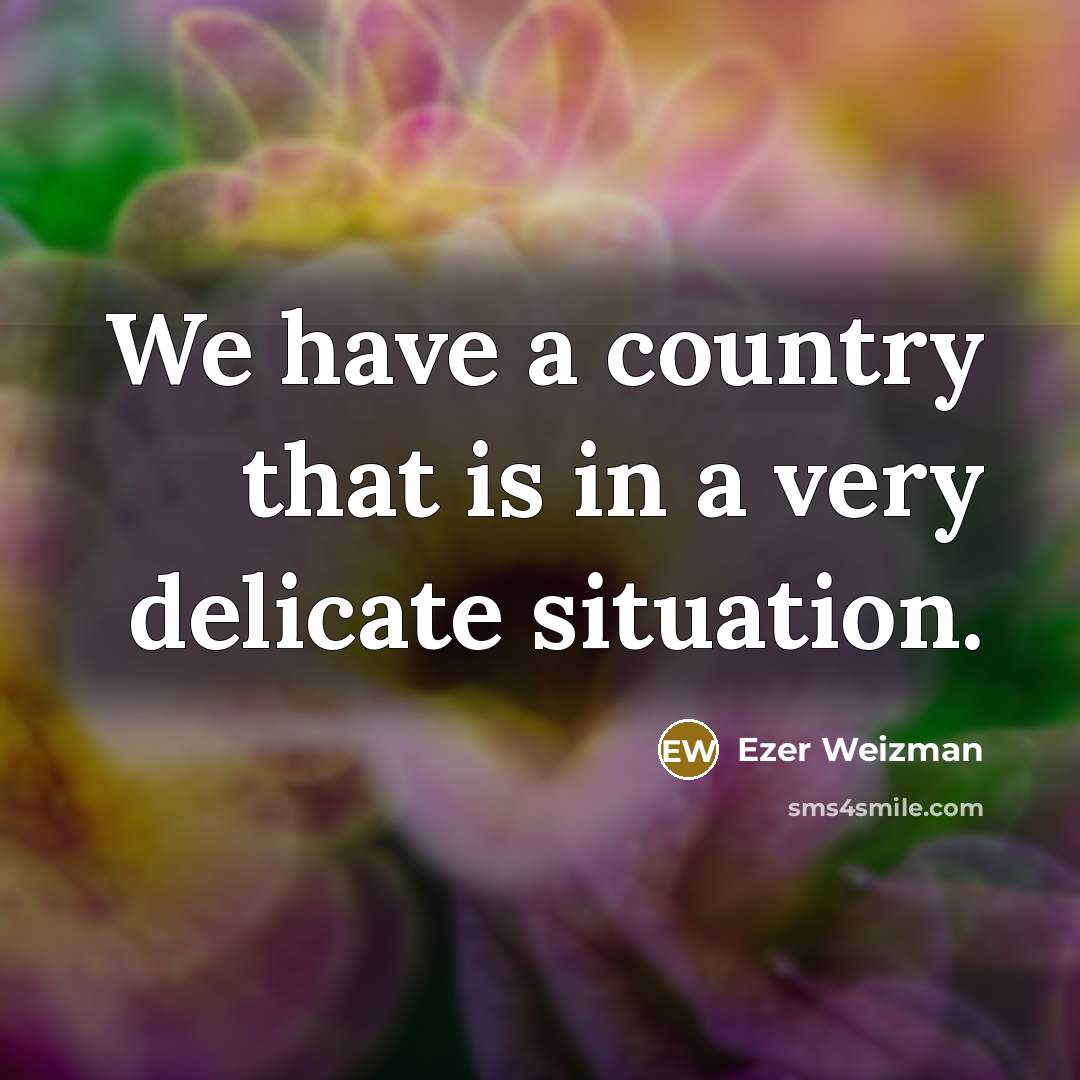 “We have a country that is in a very delicate…” quote by Ezer Weizman