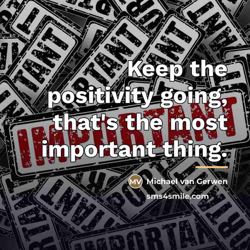 “Keep the positivity going, that's the most important thing.…” quote by Michael van Gerwen