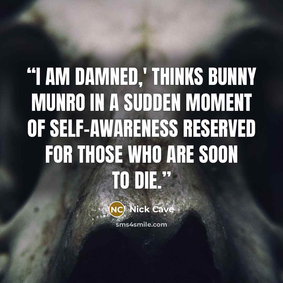 “I am damned,' thinks Bunny Munro in a sudden moment of self-awareness reserved for those who are soon to die.” quote by Nick Cave