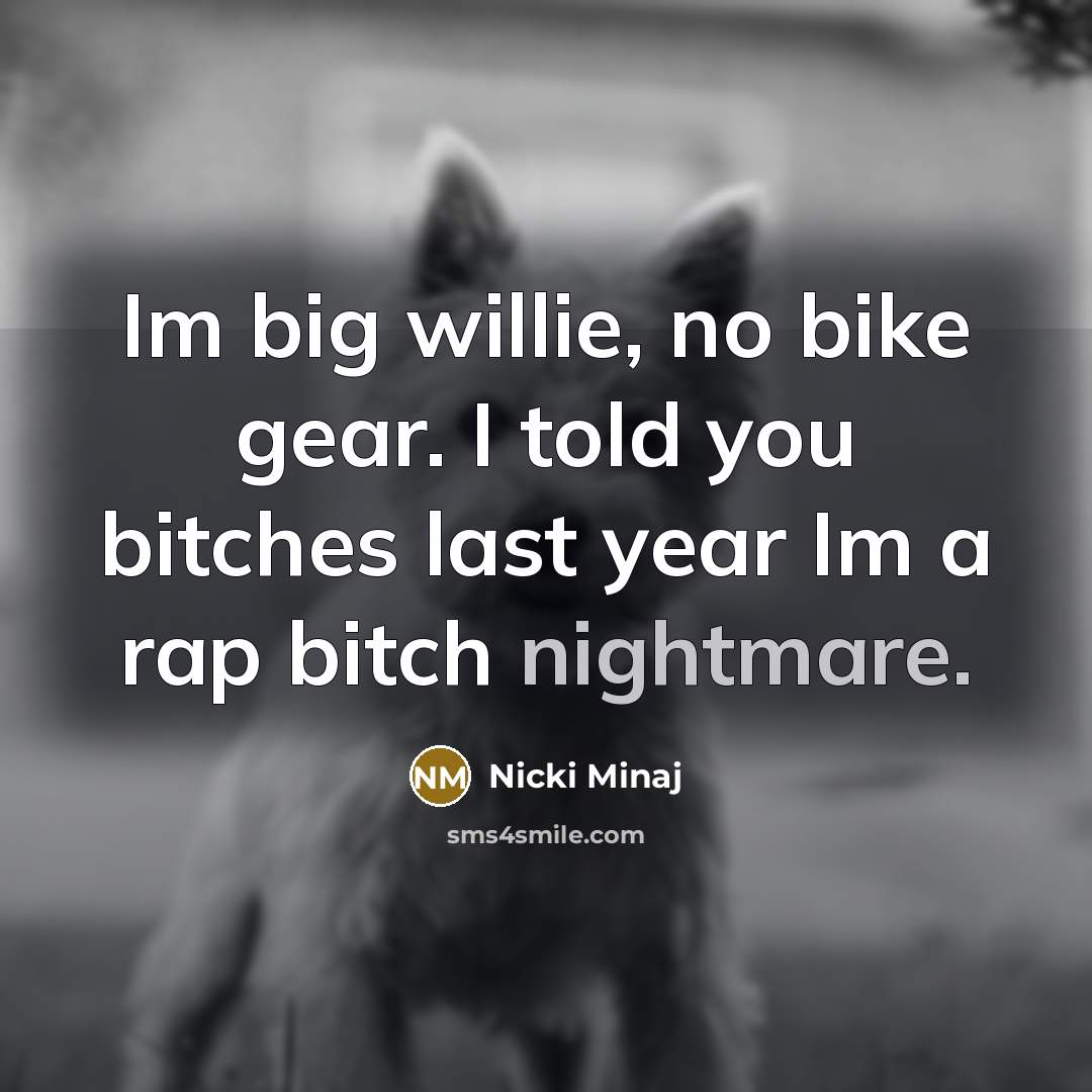 “Im big willie, no bike gear. I told you bitches…” quote by Nicki Minaj