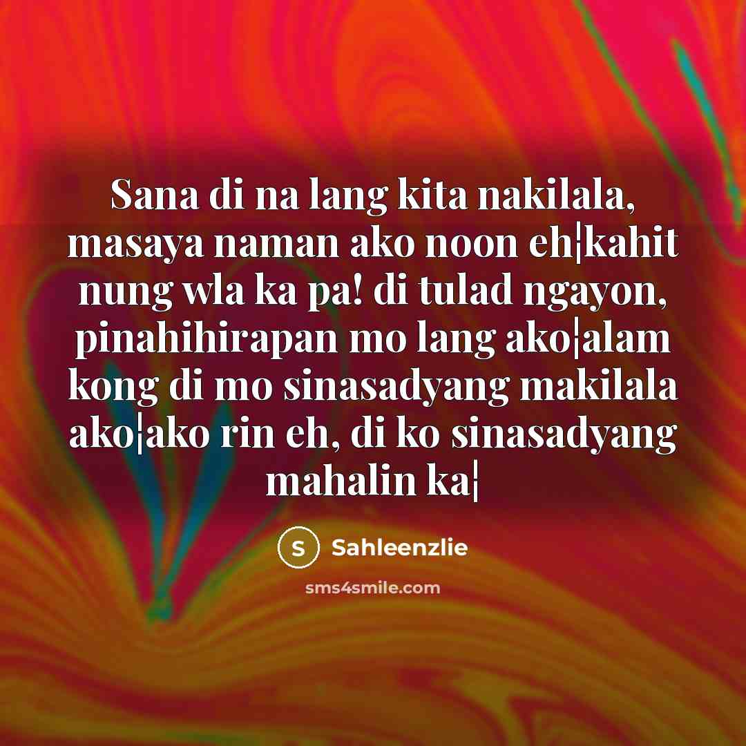 “Sana di na lang kita nakilala, masaya naman ako noon…” quote by Sahleenzlie