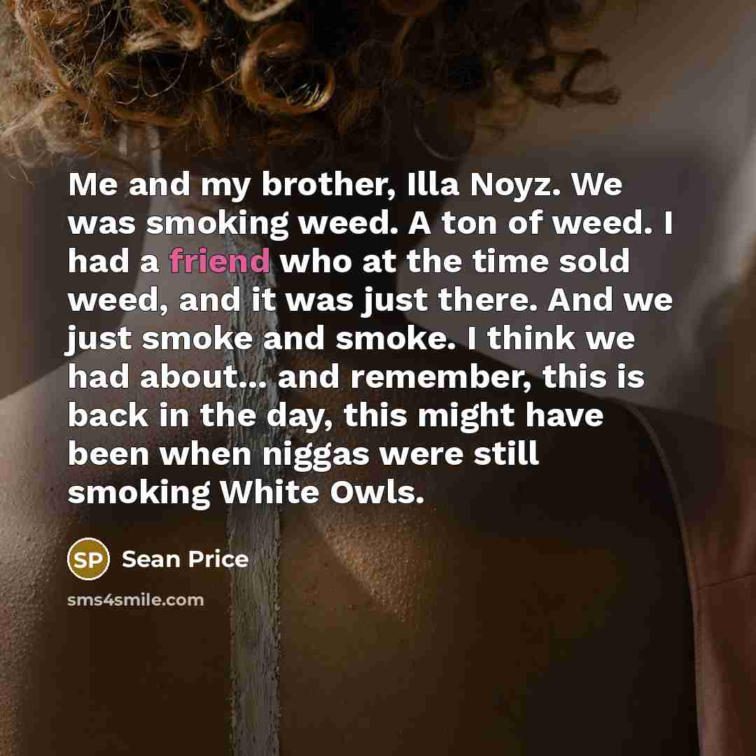 “Me and my brother, Illa Noyz. We was smoking weed.…” quote by Sean Price