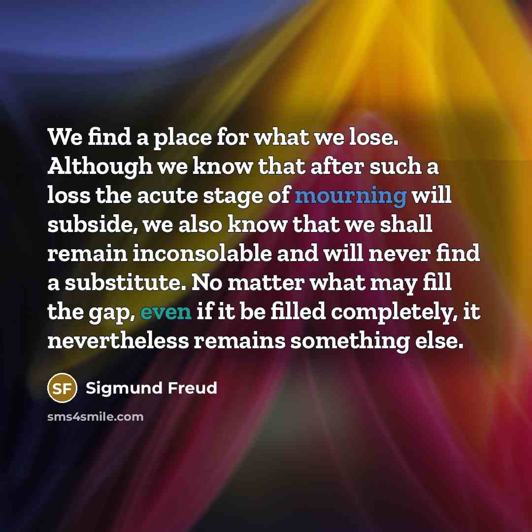 “We find a place for what we lose. Although we…” quote by Sigmund Freud