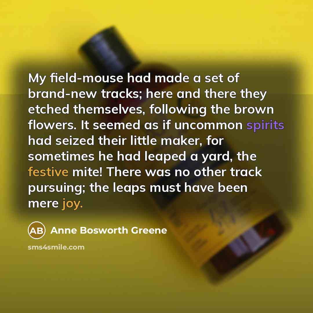 “My field-mouse had made a set of brand-new tracks; here…” quote by Anne Bosworth Greene