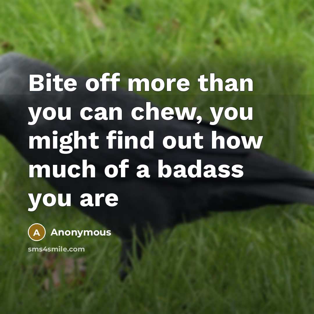 “Bite off more than you can chew, you might find out how much of a badass you are” quote by Anonymous