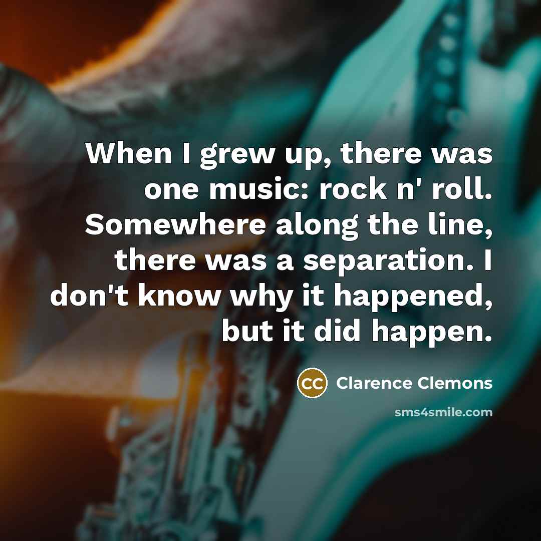 “When I grew up, there was one music: rock n'…” quote by Clarence Clemons