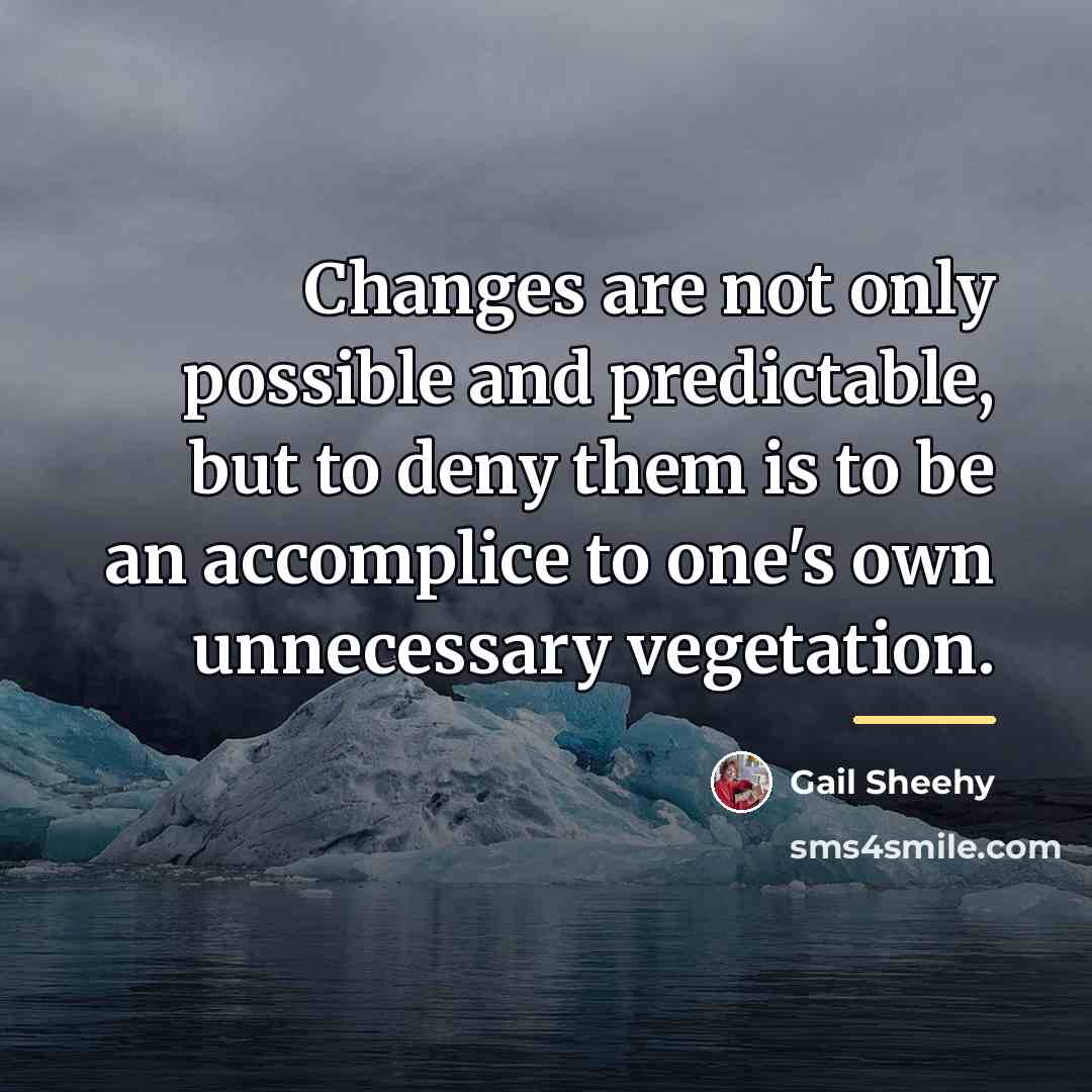 “Changes are not only possible and predictable, but to deny…” quote by Gail Sheehy