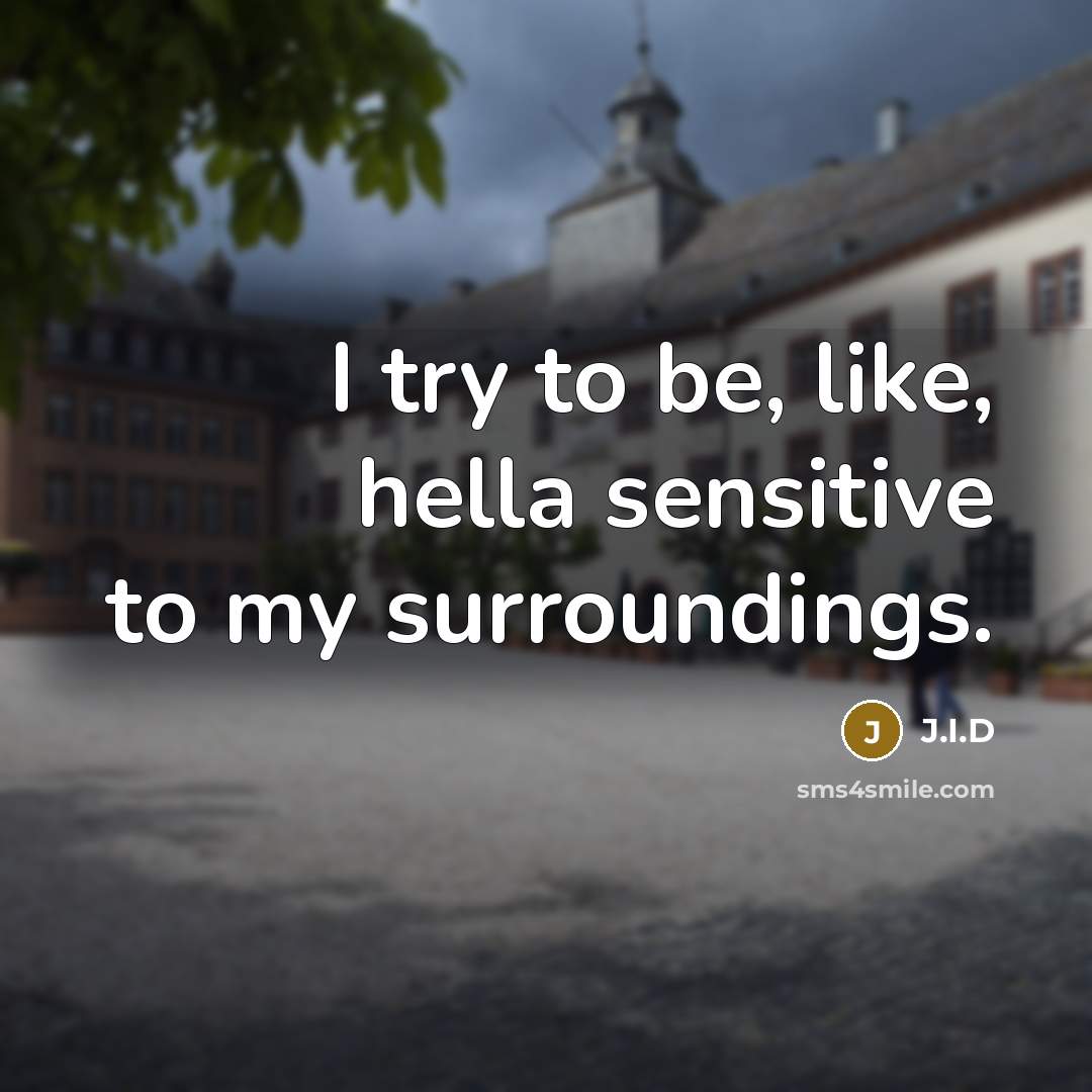 “I try to be, like, hella sensitive to my surroundings.…” quote by J.I.D