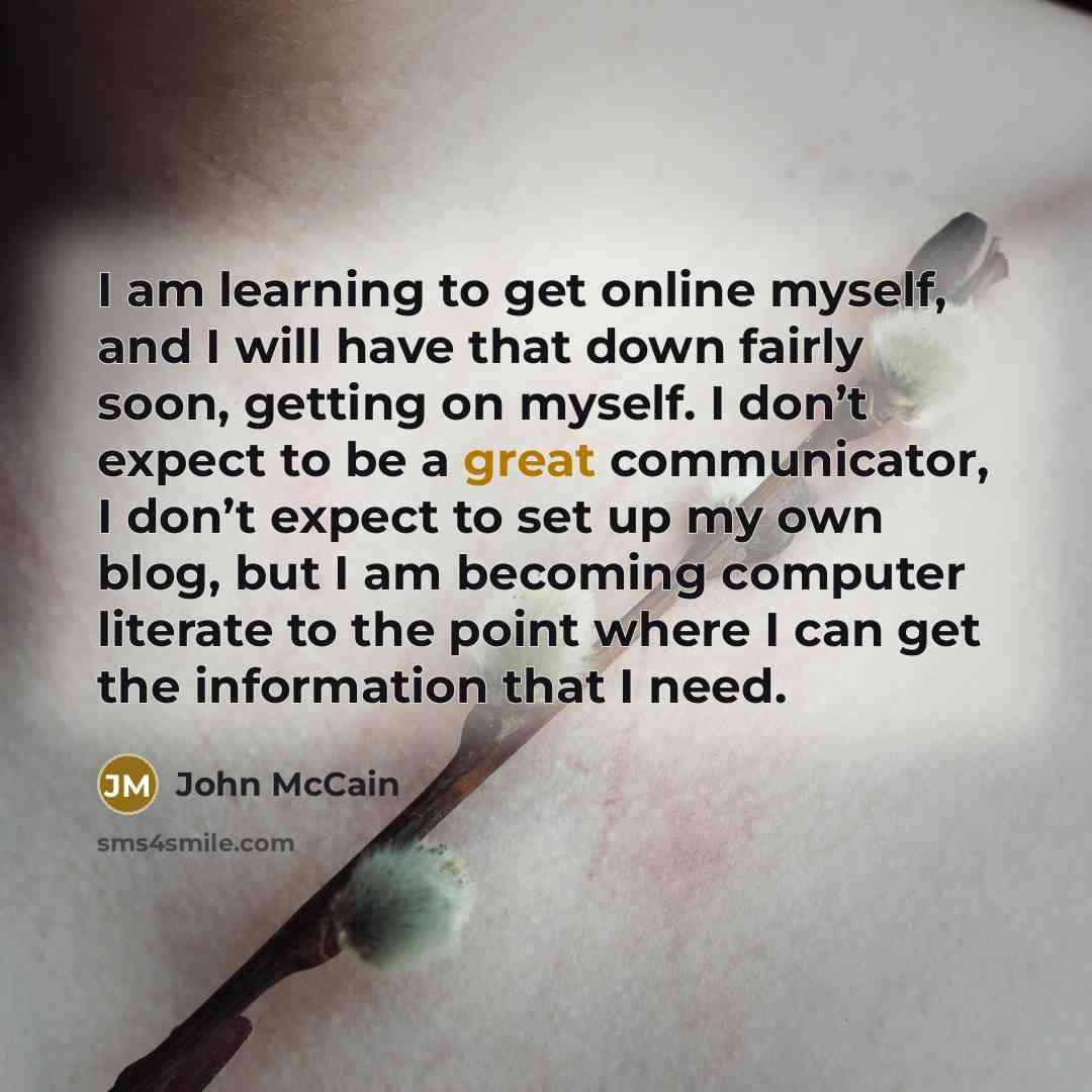 “I am learning to get online myself, and I will…” quote by John McCain