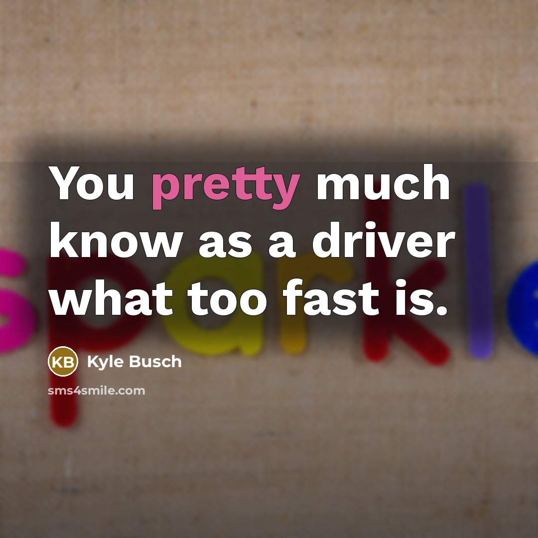 “You pretty much know as a driver what too fast…” quote by Kyle Busch