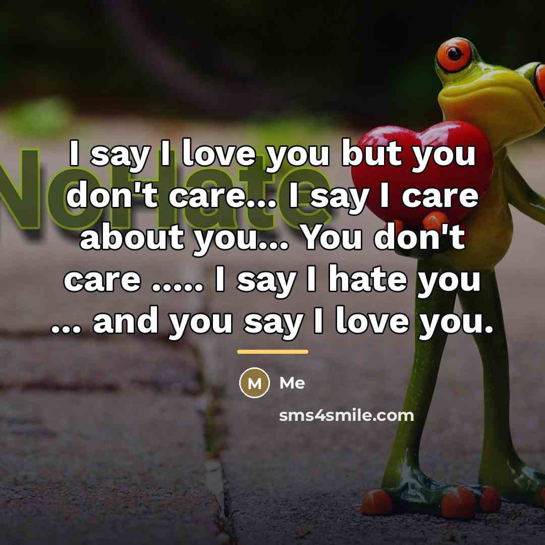 “I say I love you but you don't care... I…” quote by Me