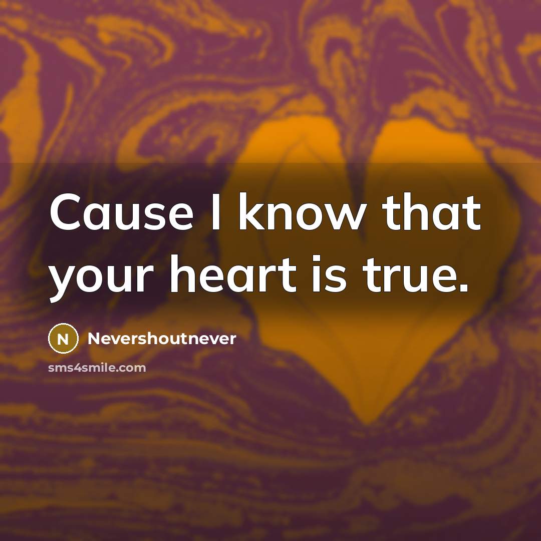 “Cause I know that your heart is true.…” quote by Nevershoutnever