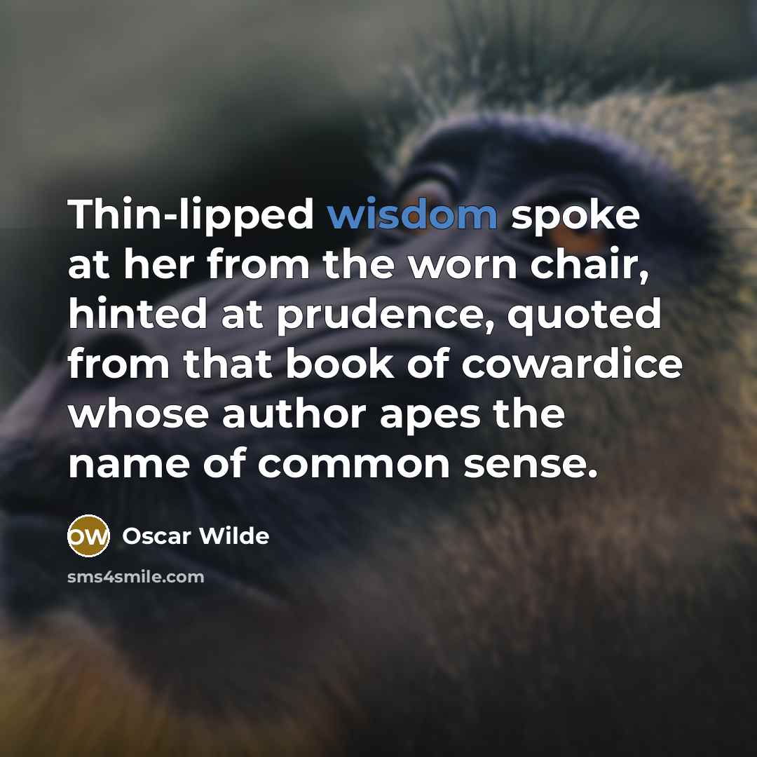 “Thin-lipped wisdom spoke at her from the worn chair, hinted…” quote by Oscar Wilde