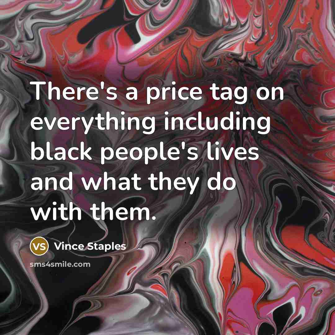 “There's a price tag on everything including black people's lives…” quote by Vince Staples