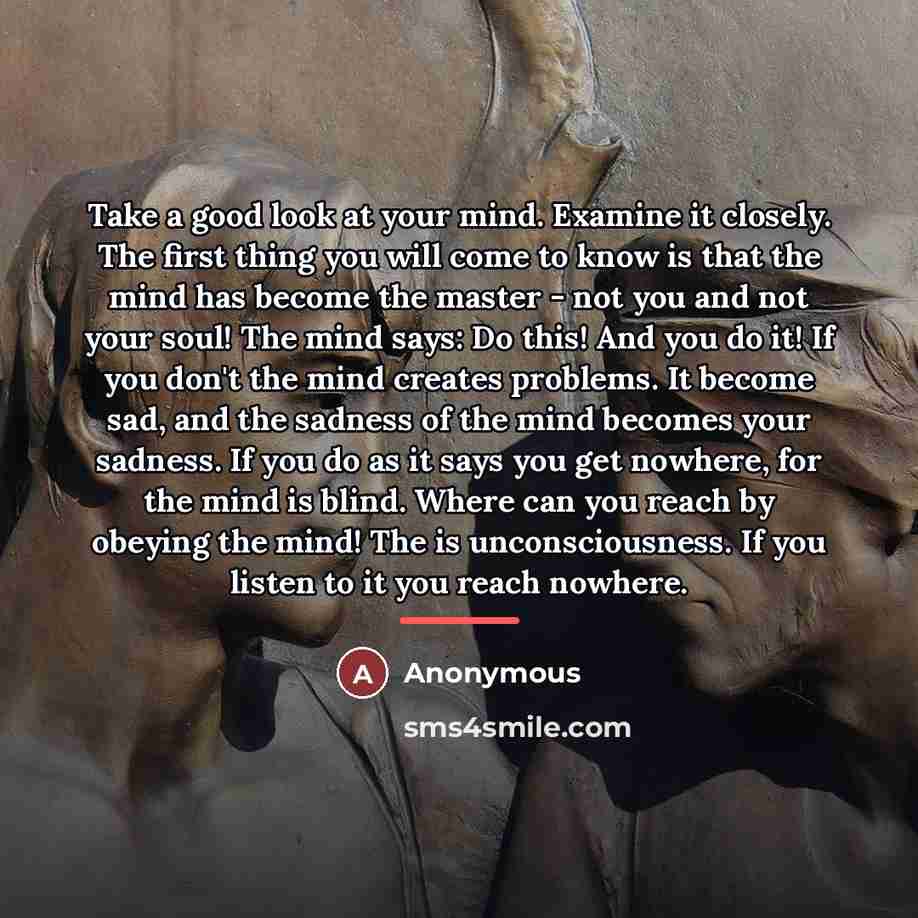 “Take a good look at your mind. Examine it closely.…” quote by Anonymous