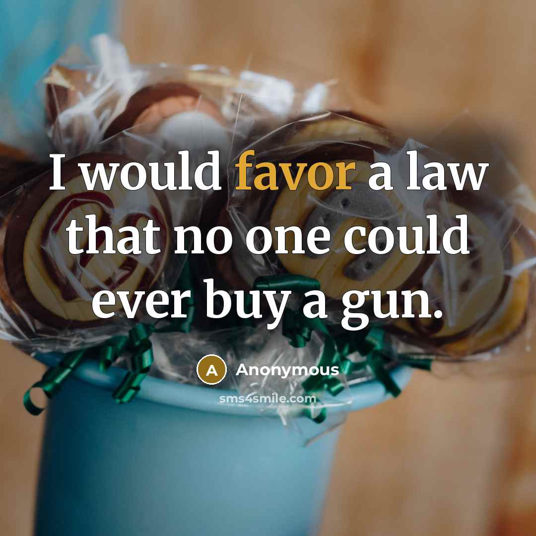 “I would favor a law that no one could ever buy a gun.” quote by Anonymous