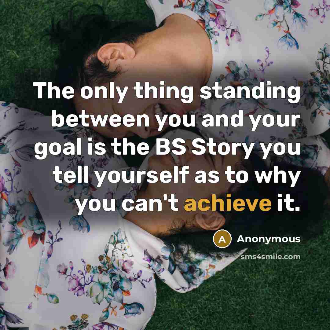 “The only thing standing between you and your goal is the BS Story you tell yourself as to why you can't achieve it.” quote by Anonymous