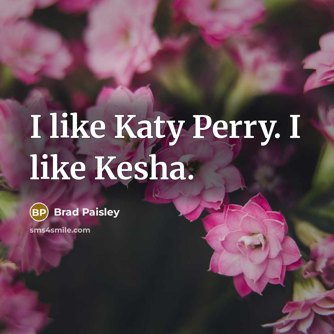 “I like Katy Perry. I like Kesha.” quote by Brad Paisley