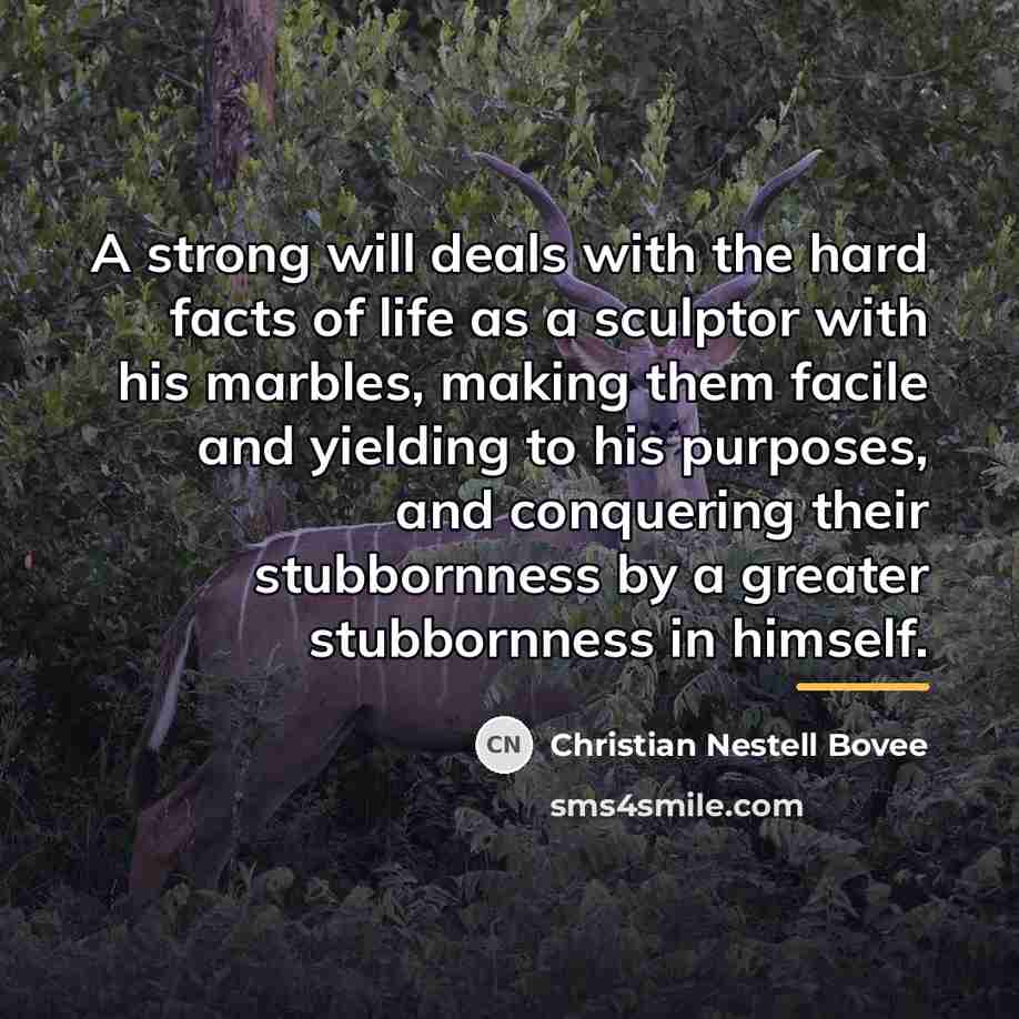 “A strong will deals with the hard facts of life…” quote by Christian Nestell Bovee
