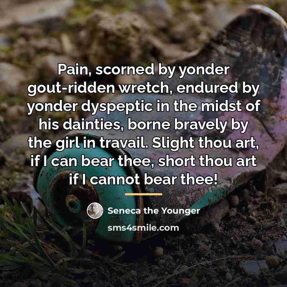 “Pain, scorned by yonder gout-ridden wretch, endured by yonder dyspeptic…” quote by Seneca the Younger