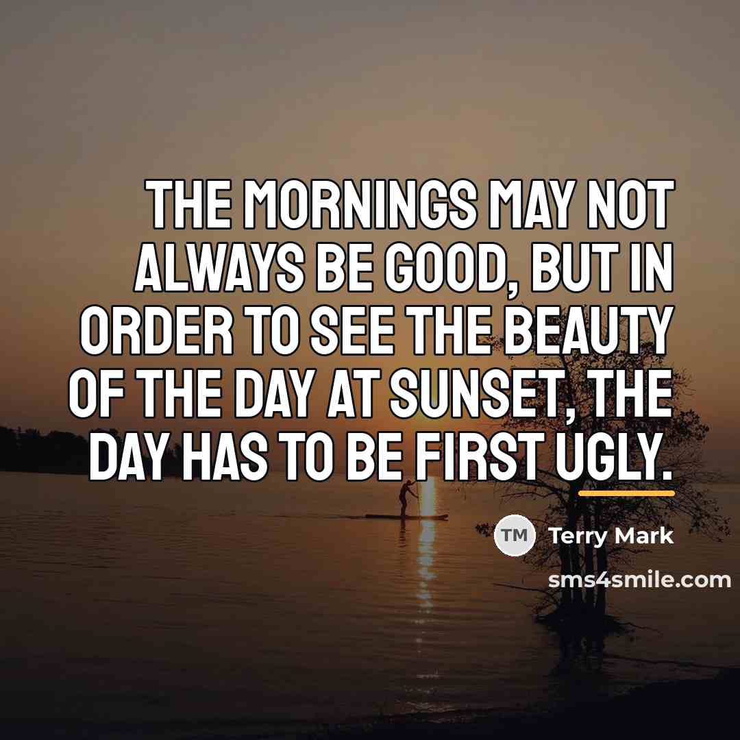 “The mornings may not always be good, but in order…” quote by Terry Mark