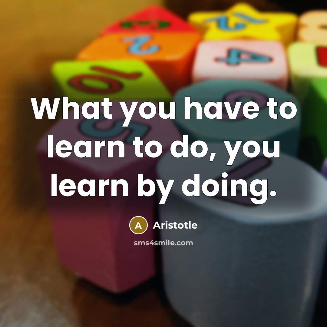“What you have to learn to do, you learn by doing.” quote by Aristotle