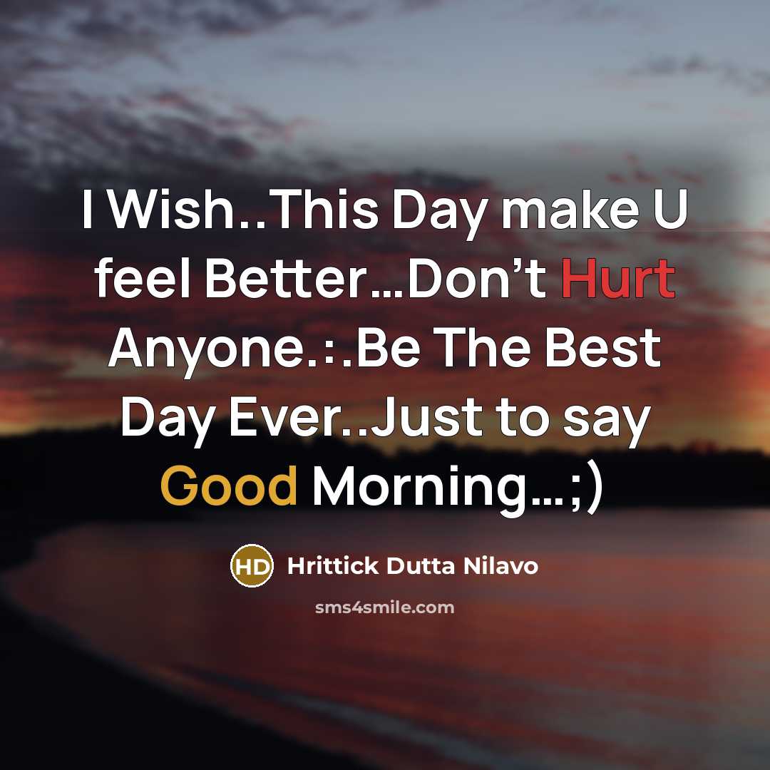 “I Wish..This Day make U feel Better.....Don't Hurt Anyone.:.Be The…” quote by Hrittick Dutta Nilavo
