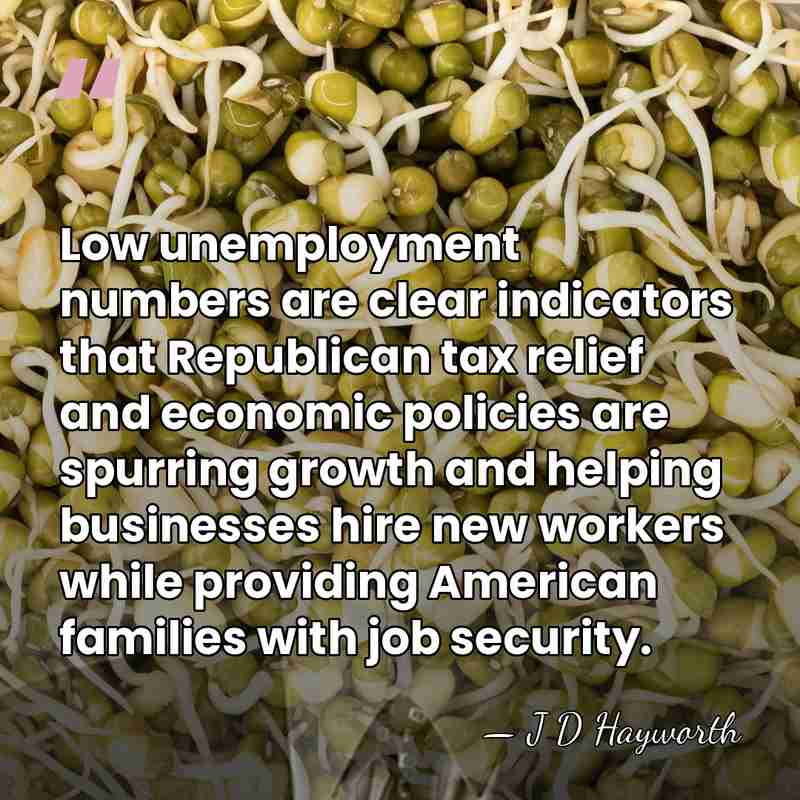 Low unemployment numbers are clear indicators that Republican tax relief and economic&hellip; - J D Hayworth