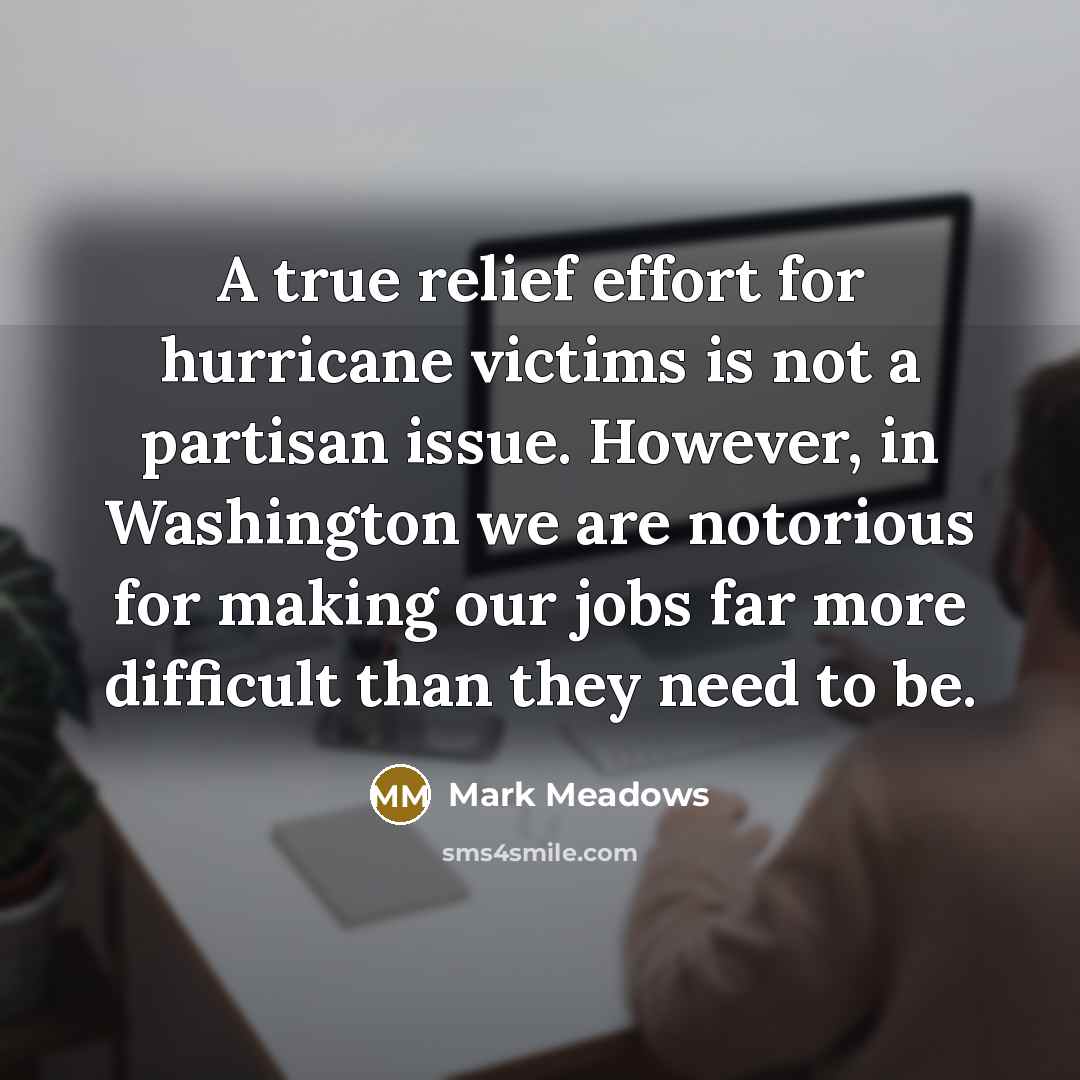 “A true relief effort for hurricane victims is not a…” quote by Mark Meadows