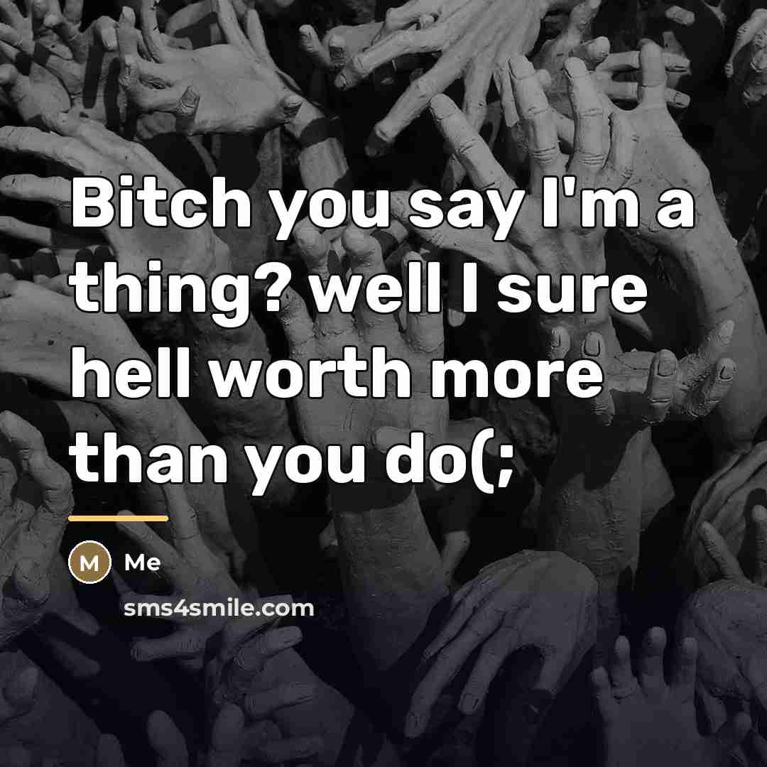 “Bitch you say I'm a thing? well I sure hell…” quote by Me