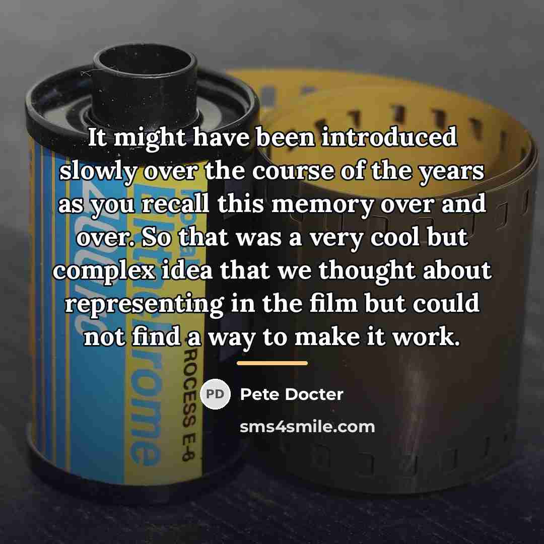 “It might have been introduced slowly over the course of…” quote by Pete Docter