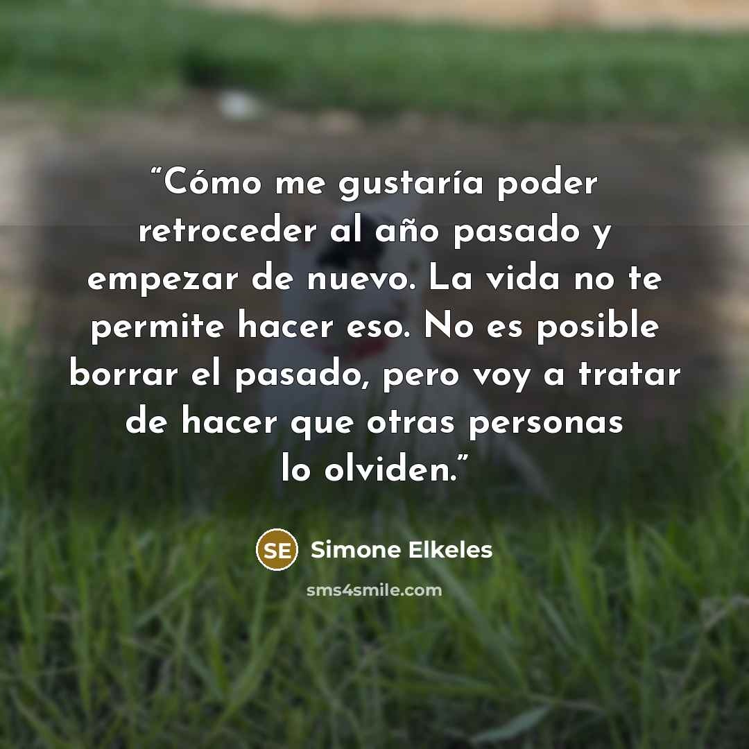 “Cómo me gustaría poder retroceder al año pasado y empezar de nuevo. La vida no te permite hacer eso. No es posible borrar el pasado, pero voy a tratar de hacer que otras personas lo olviden.” quote by Simone Elkeles