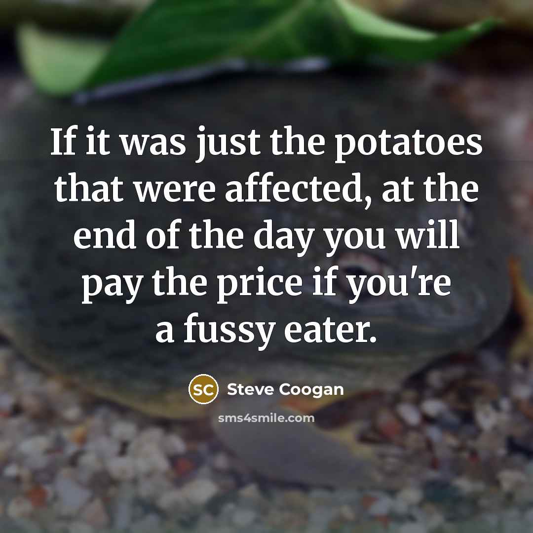 “If it was just the potatoes that were affected, at…” quote by Steve Coogan
