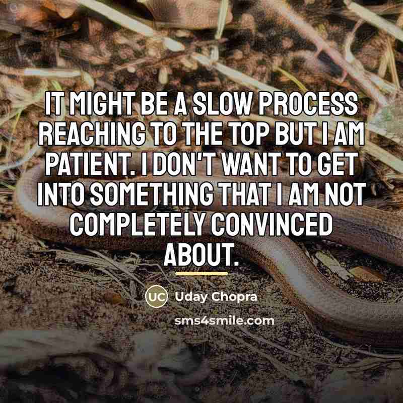 “It might be a slow process reaching to the top…” quote by Uday Chopra