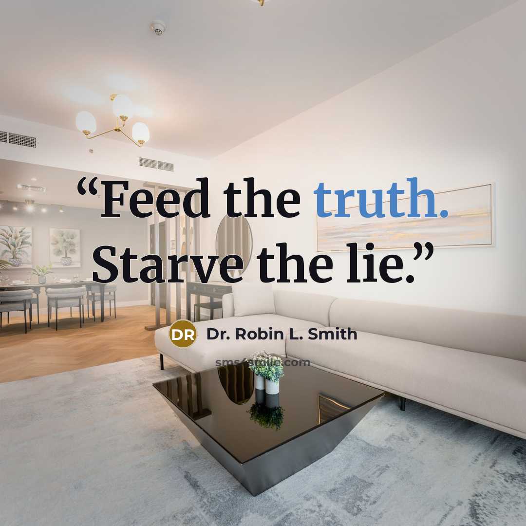 “Feed the truth. Starve the lie.” quote by Dr. Robin L. Smith