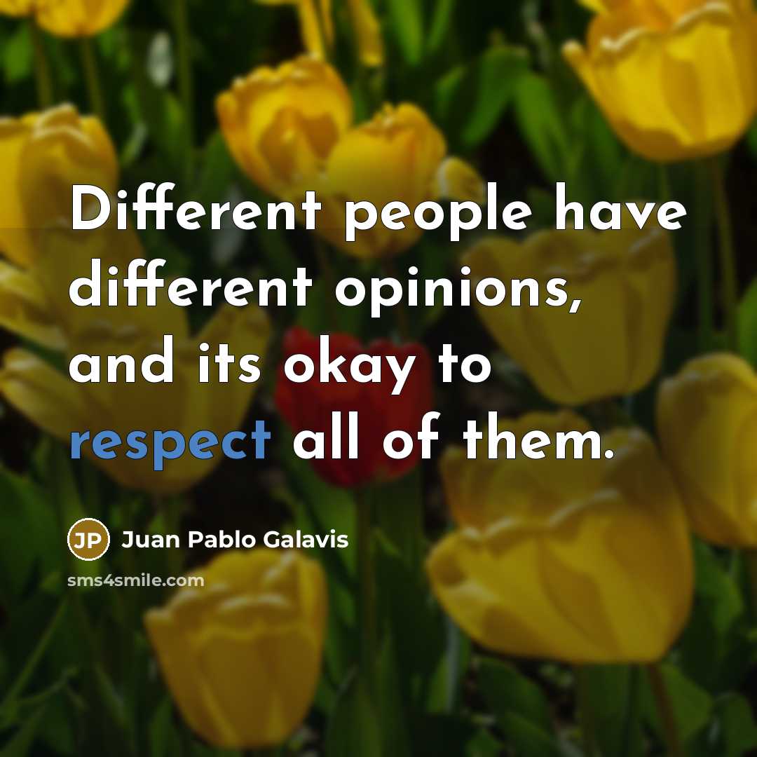 “Different people have different opinions, and its okay to respect…” quote by Juan Pablo Galavis
