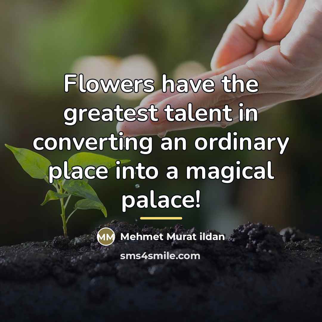 “Flowers have the greatest talent in converting an ordinary place…” quote by Mehmet Murat Ildan