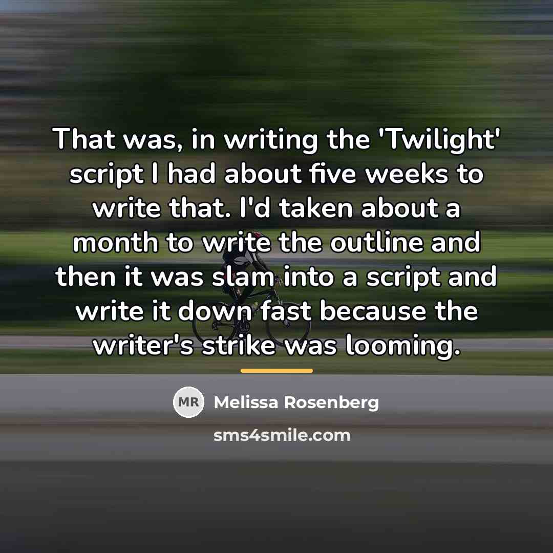 “That was, in writing the 'Twilight' script I had about…” quote by Melissa Rosenberg