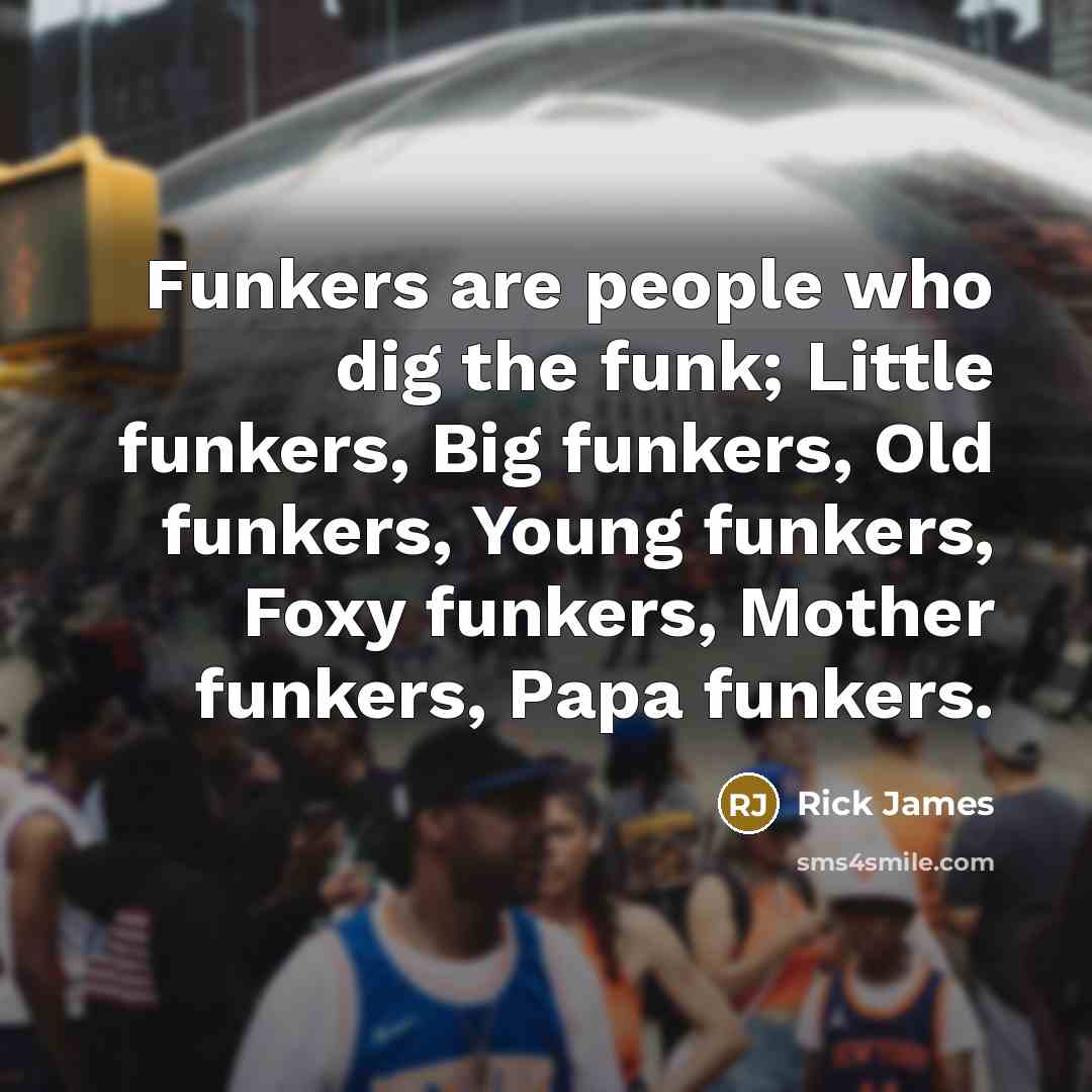 “Funkers are people who dig the funk; Little funkers, Big…” quote by Rick James